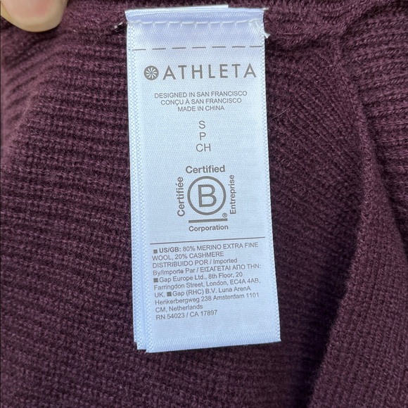 Athleta Alpine Wrap Sweater in Spiced Cabernet Merino Wool/Cashmere Sz S - Picture 12 of 14